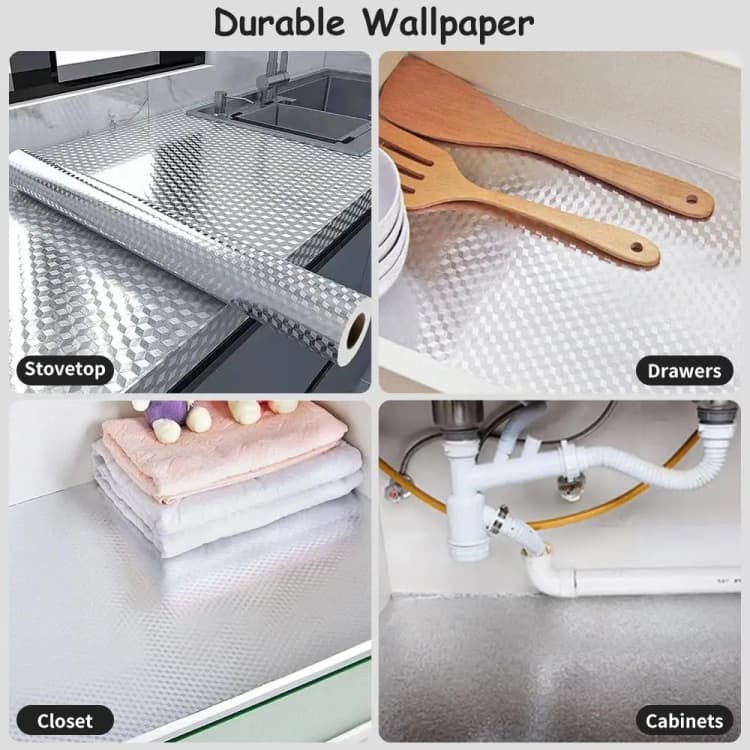 COWINLIFE DECO Waterproof PVC Self-Adhesive Aluminium Furniture Foil Wallpaper Kitchen Wall Sticker Wrap Waterproof Peel Stick detail 5