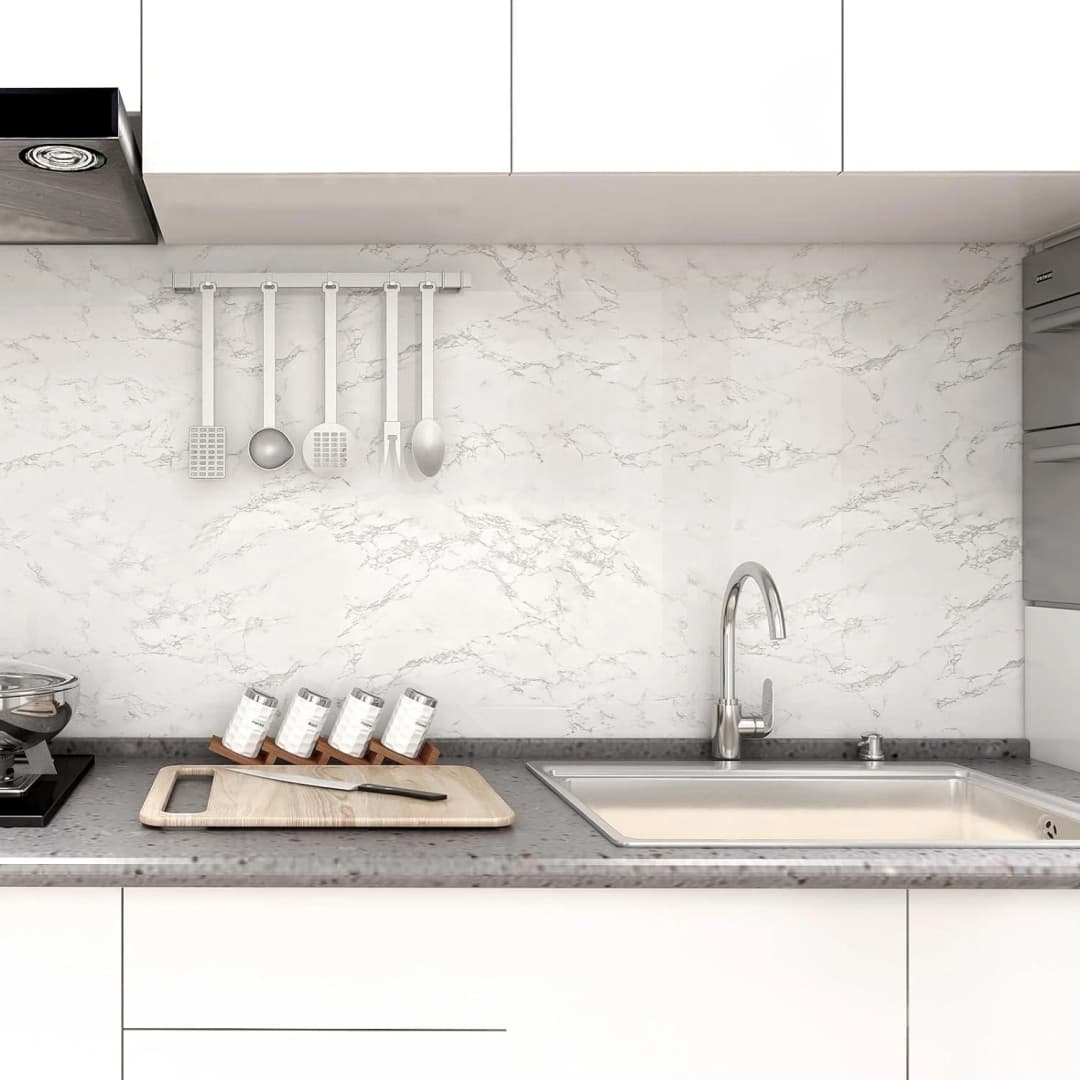 COWINLIFE DECO Waterproof Kitchen Wall Sticker Wallpapers 3d Vinyl Marble Sticker Waterproof Self-Adhesive Wallpaper for Cabinet
