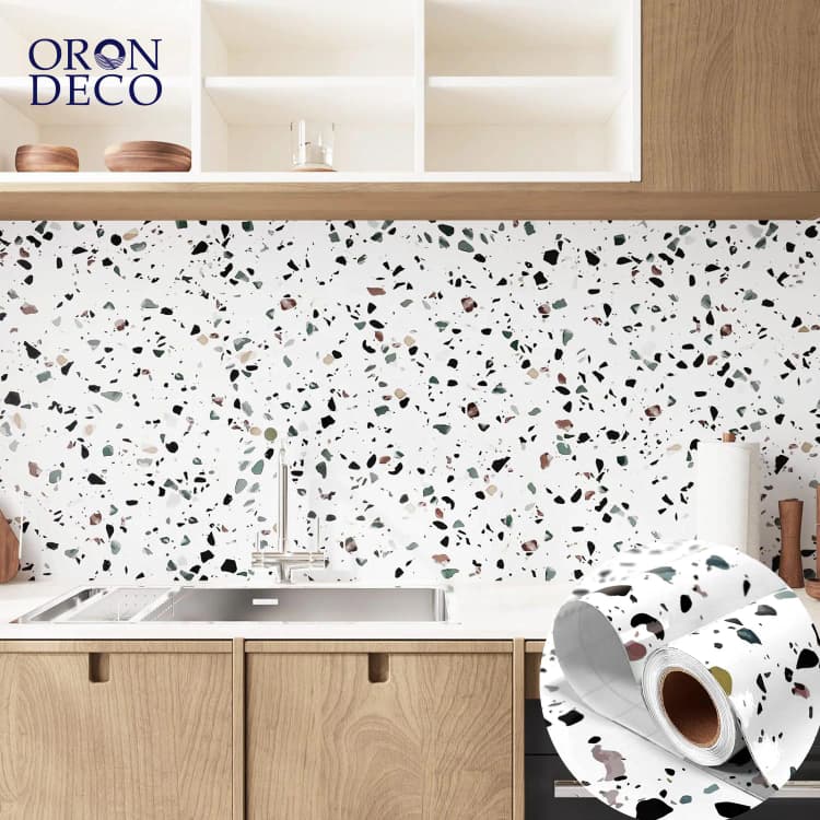 COWINLIFE DECO Factory Price Glossy Self-Adhesive Peel and Stick Waterproof Vinyl Marble Sticker Wallpaper Sticker Kitchen Wrap detail 1