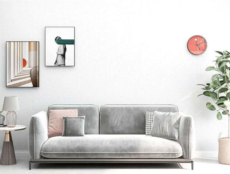 COWINLIFE DECO White Solid Colour Vinyl Texture Wall Paper Peel and Stick Self-Adhesive Waterproof Wallpaper for Living Room Bedroom detail 3