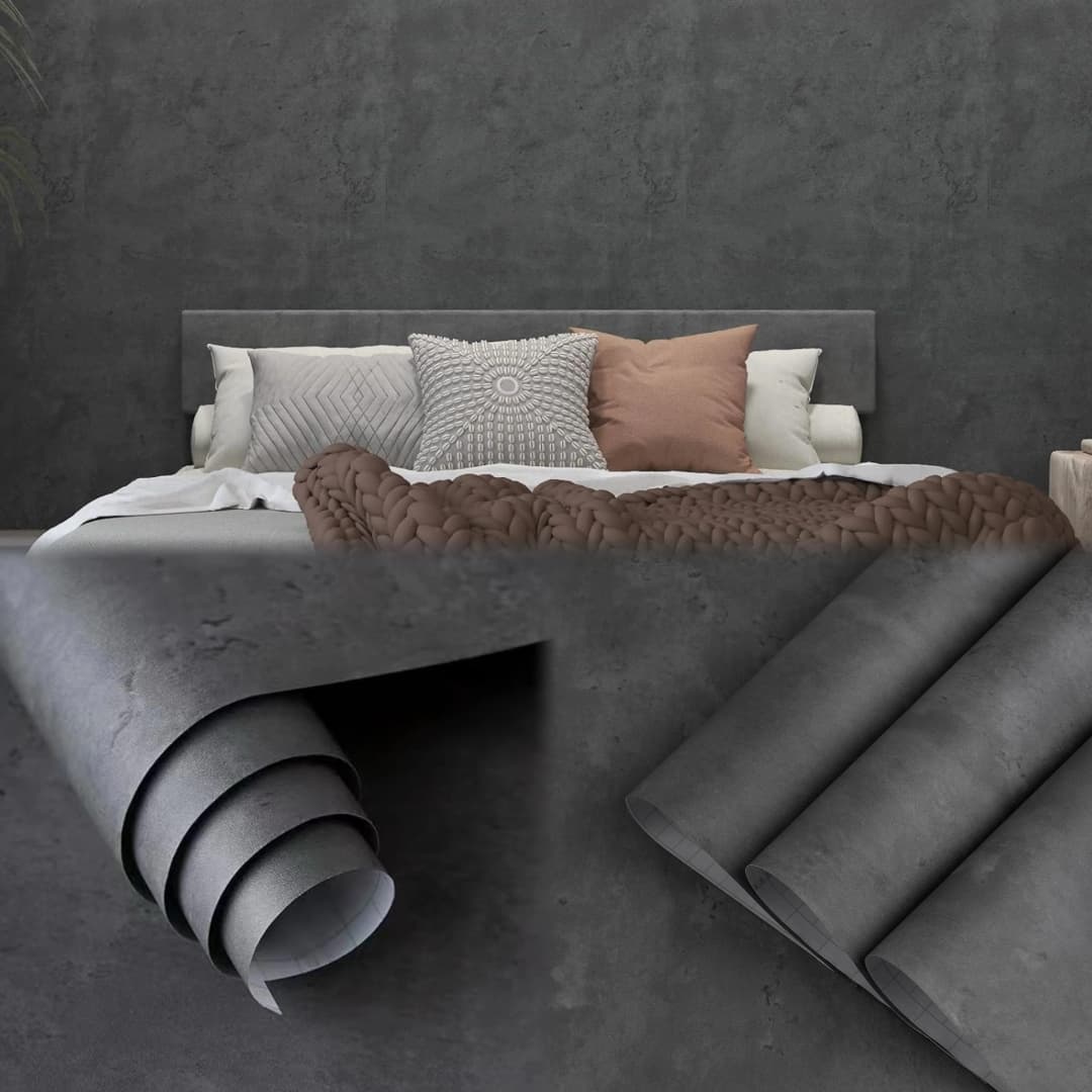 COWINLIFE DECO Custom Peel and Stick PVC Self-Adhesive Cement Wallpaper for Bedroom Walls Easy to Cut Removable Wall Sticker