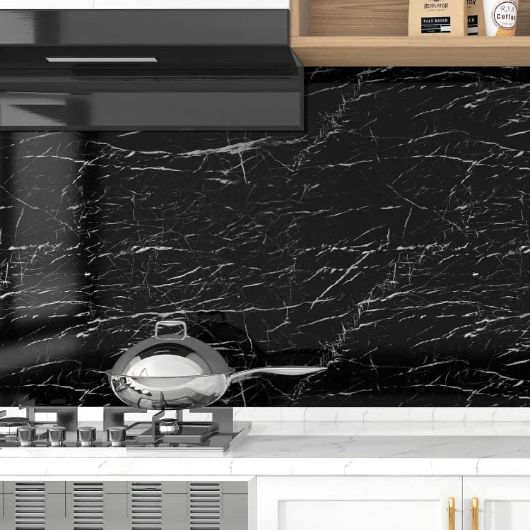 COWINLIFE DECO Green Glossy Waterproof Vinyl Marble Sticker Wallpaper Peel and Stick Self-Adhesive 3D Wallpaper Roll Kitchen Wrap detail 5