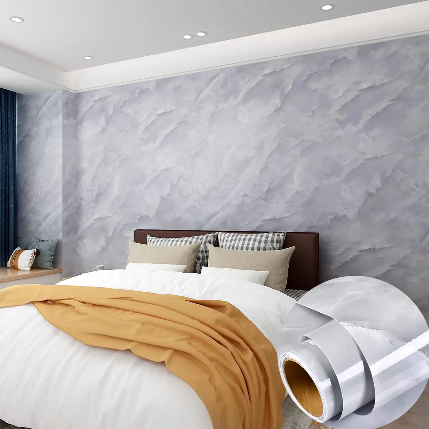COWINLIFE DECO Vinyl Marble Sticker Self-Adhesive Wallpaper Peel and Stick Waterproof Removable Wall Paper for Bedroom Kitchen Wrap