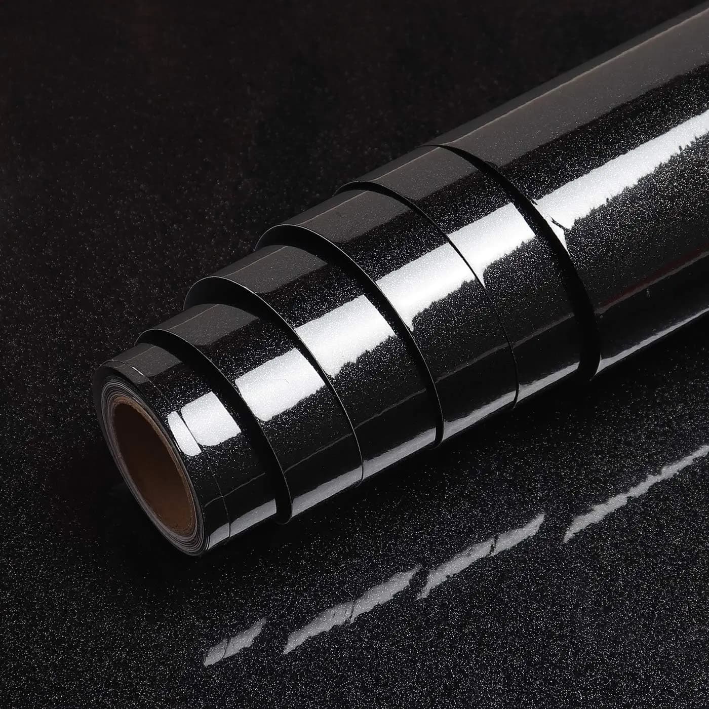 COWINLIFE DECO Black Self Adhesive Peel and Stick Waterproof Glitter Wallpaper for Bedroom Kitchen Wrap Wall Sticker Furniture Walls