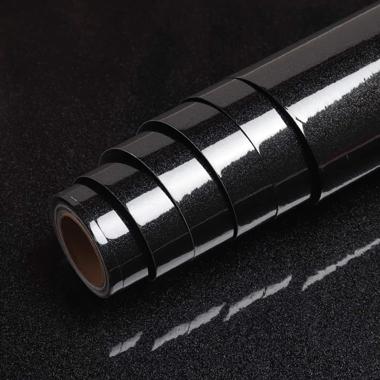 COWINLIFE DECO Black Self Adhesive Peel and Stick Waterproof Glitter Wallpaper for Bedroom Kitchen Wrap Wall Sticker Furniture Walls detail 1