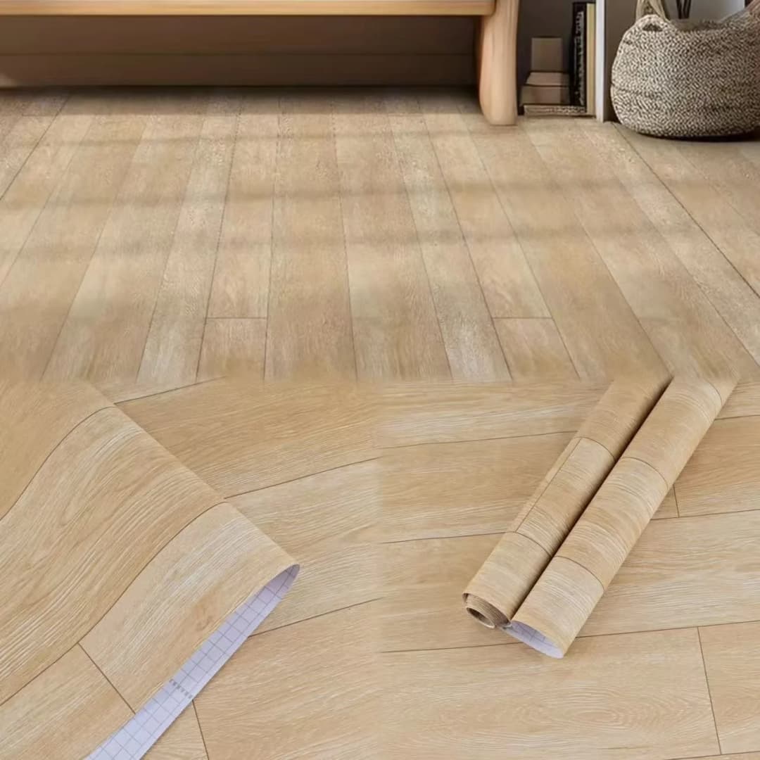 COWINLIFE DECO Waterproof Vinyl Plastic Flooring Wood Sticker Wear Resistant Self-Adhesive Peel and Stick Floor Sticker for Room