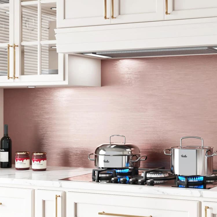 COWINLIFE DECO Waterproof Self-Adhesive Brushed Wallpaper Rose Gold Metallic Decorative Metallized Films Kitchen Wall Sticker detail 3