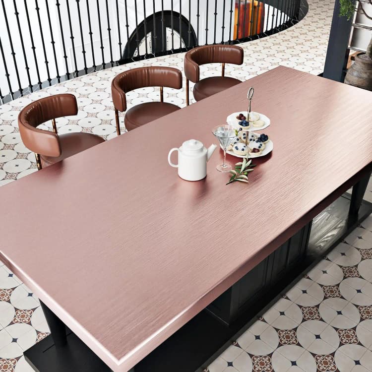 COWINLIFE DECO Waterproof Self-Adhesive Brushed Wallpaper Rose Gold Metallic Decorative Metallized Films Kitchen Wall Sticker detail 5