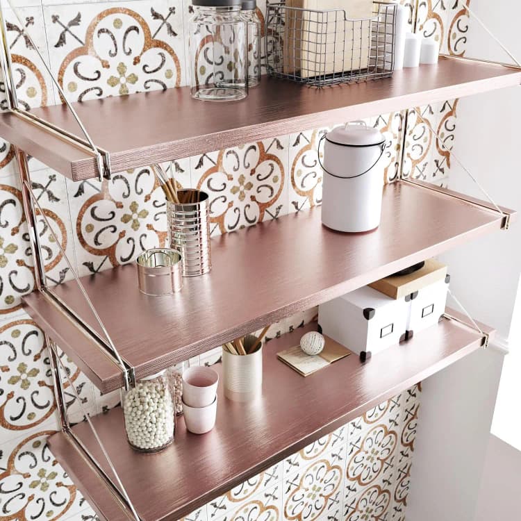 COWINLIFE DECO Rose Gold Metallic Wallpaper Stainless Steel Heat Resistant Brushed Peel and Stick Wall Paper for Kitchen Backsplash detail 6