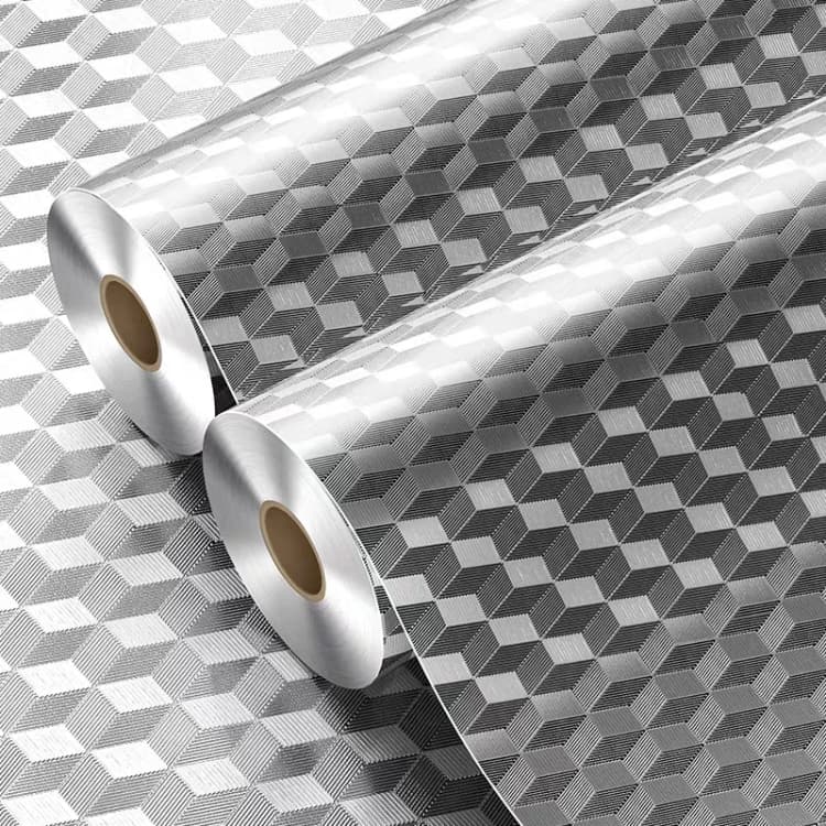 COWINLIFE DECO High Quality Vinyl Self-Adhesive Aluminium Foil Wallpaper Sticker Roll Waterproof Kitchen Wall Sticker Cabinet Wrap detail 1