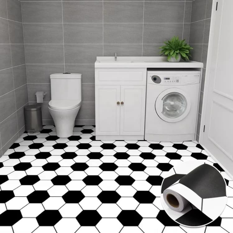 COWINLIFE DECO Manufacturer Thick Waterproof Self Adhesive PVC Vinyl Plastic Flooring Sticker Bathroom Kitchen Floor Wall Paper detail 1