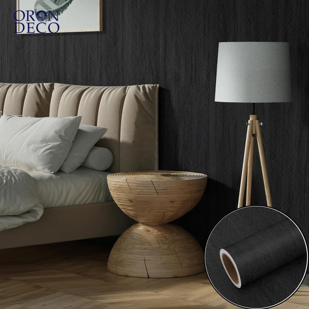COWINLIFE DECO Factory Price Black Peel and Stick Kitchen Wall Sticker Waterproof Wood Grain Wallpaper Self-Adhesive for Bedroom