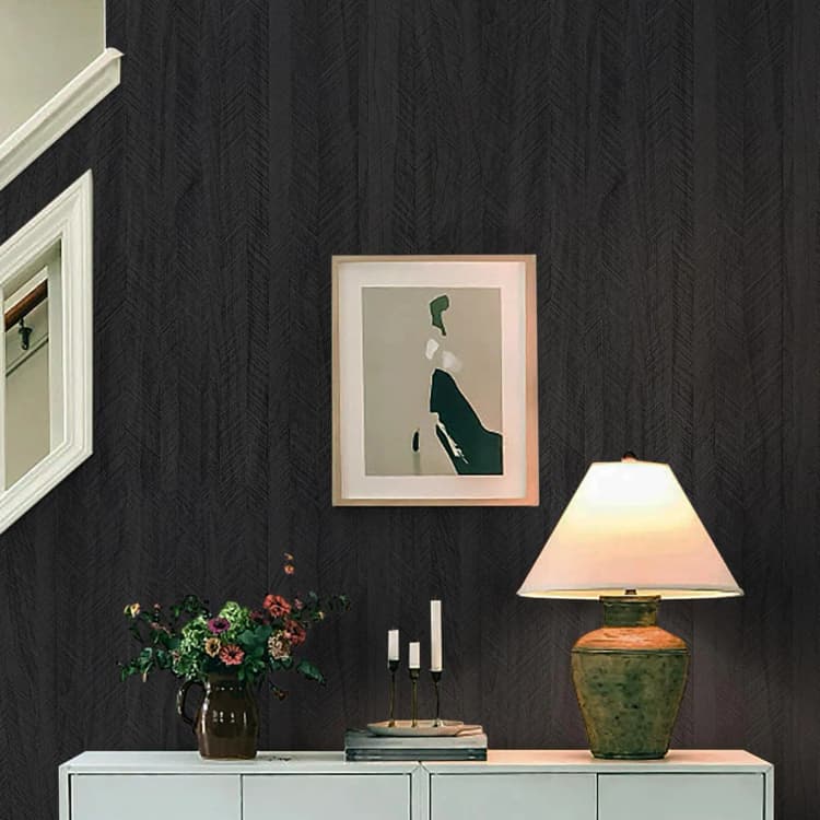 COWINLIFE DECO Factory Price Black Peel and Stick Kitchen Wall Sticker Waterproof Wood Grain Wallpaper Self-Adhesive for Bedroom detail 6