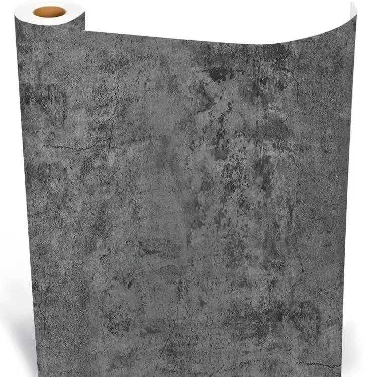 COWINLIFE DECO Custom Grey Peel and Stick 3D Wallpaper Waterproof PVC Self Adhesive Cement Wallpaper for Kitchen Wall Stickers