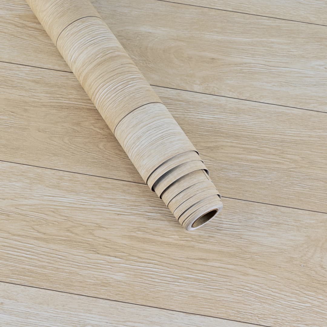 COWINLIFE DECO Beige Thick 3D Waterproof PVC Self Adhesive Wood Flooring Sticker Luxury Vinyl Wear Resistant for Kitchen Bathroom
