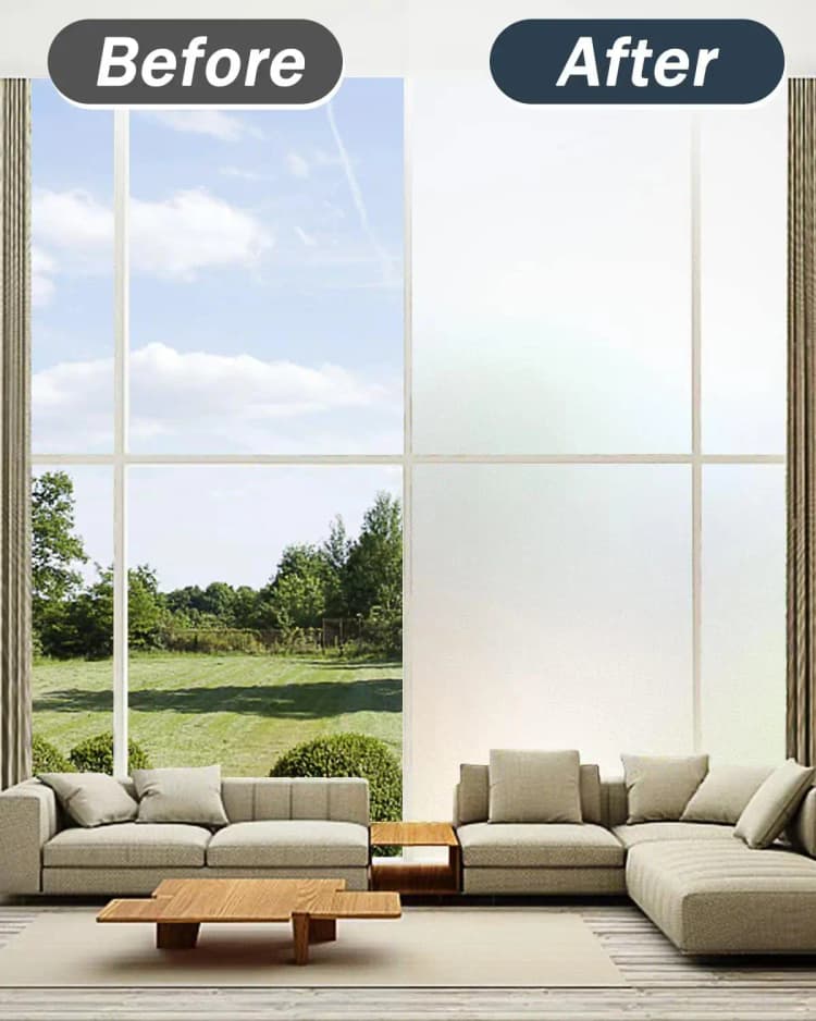 COWINLIFE DECO Matt Finished Frosted Film Removable Glass Sticker Self Adhesive Privacy Window Glass Vinyl Film Waterproof for Office detail 6