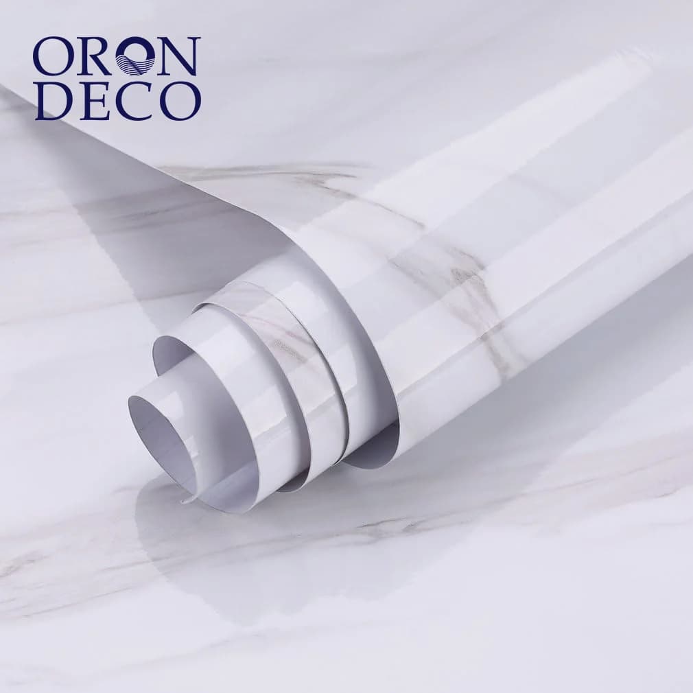 COWINLIFE DECO 3D White Vinyl Marble Wall Stickers Peel Stick Waterproof Self-Adhesive Wallpaper Rolls for Kitchen Wrap