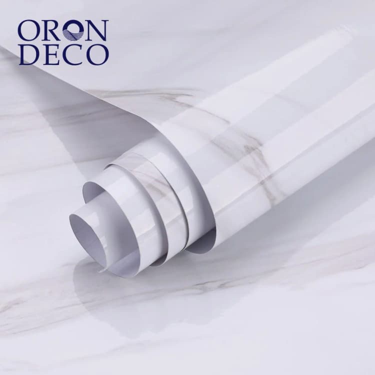 COWINLIFE DECO 3D White Vinyl Marble Wall Stickers Peel Stick Waterproof Self-Adhesive Wallpaper Rolls for Kitchen Wrap detail 1