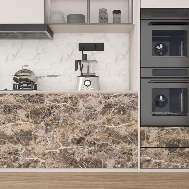 COWINLIFE DECO Brown Contact Paper Kitchen Wrap Wall Sticker Peel and Stick Self-Adhesive Vinyl Marble Sticker Wallpaper for Bathroom detail 5