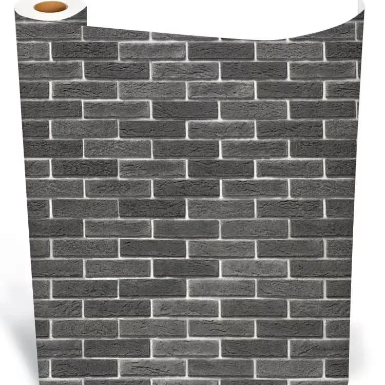 COWINLIFE DECO Custom Black Brick Wallpaper PVC Vinyl Waterproof Peel and Stick Self Adhesive Wall Stickers 3D Home Decoration