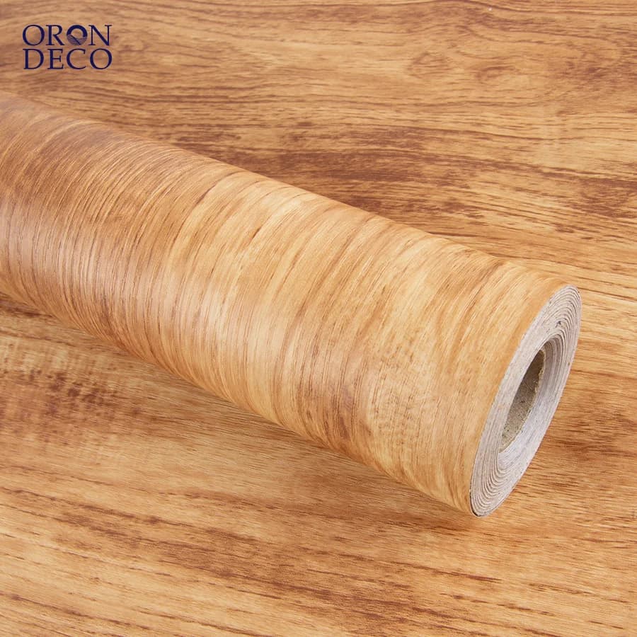 COWINLIFE DECO Thick Retro Wood Texture Kitchen Wall Sticker Vinyl Self-Adhesive Wood Peel and Stick Wallpaper 3d Home Decoration