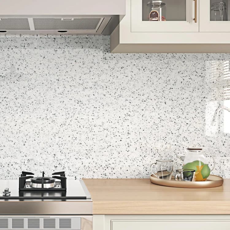 COWINLIFE DECO High Glossy Vinyl Marble Sticker Peel and Stick Wallpaper Granite White Waterproof Self Adhesive Wallpaper for Kitchen detail 3