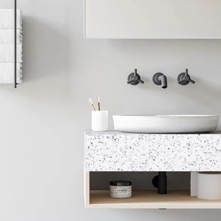 COWINLIFE DECO High Glossy Vinyl Marble Sticker Peel and Stick Wallpaper Granite White Waterproof Self Adhesive Wallpaper for Kitchen detail 6