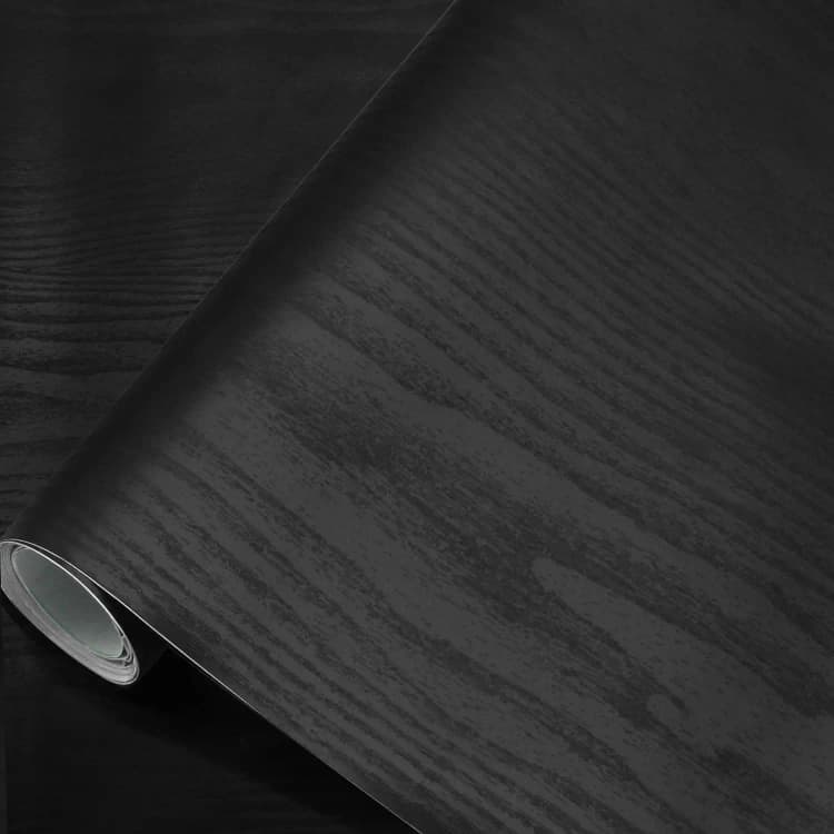 COWINLIFE DECO Kitchen Wrap 3D Glossy Black Woodgrain Wallpaper Self-Adhesive PVC Peel and Stick Rolls for Luxury Home Bedroom detail 7