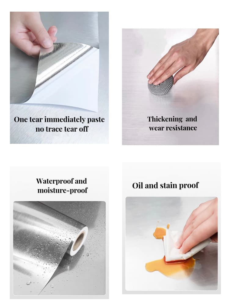 COWINLIFE DECO Gold Furniture Foil Sticker 3D Peel and Stick Self Adhesive Oil Proof Wallpaper Rolls Aluminum Sticker Kitchen Wrap detail 5
