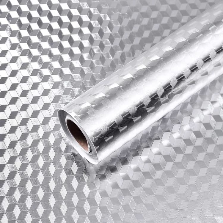COWINLIFE DECO Furniture Foil Sticker 3D High Aluminum Gloss Textured for Kitchen Walls Self Adhesive Oil Proof PVC Wallpaper Rolls detail 3