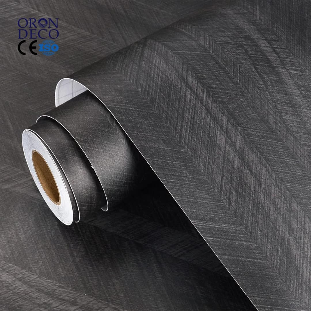COWINLIFE DECO Black PVC Peel and Stick Wood Grain Kitchen Wall Sticker Self-Adhesive for Bedroom Home Wallpaper 3d Wallpaper Rolls