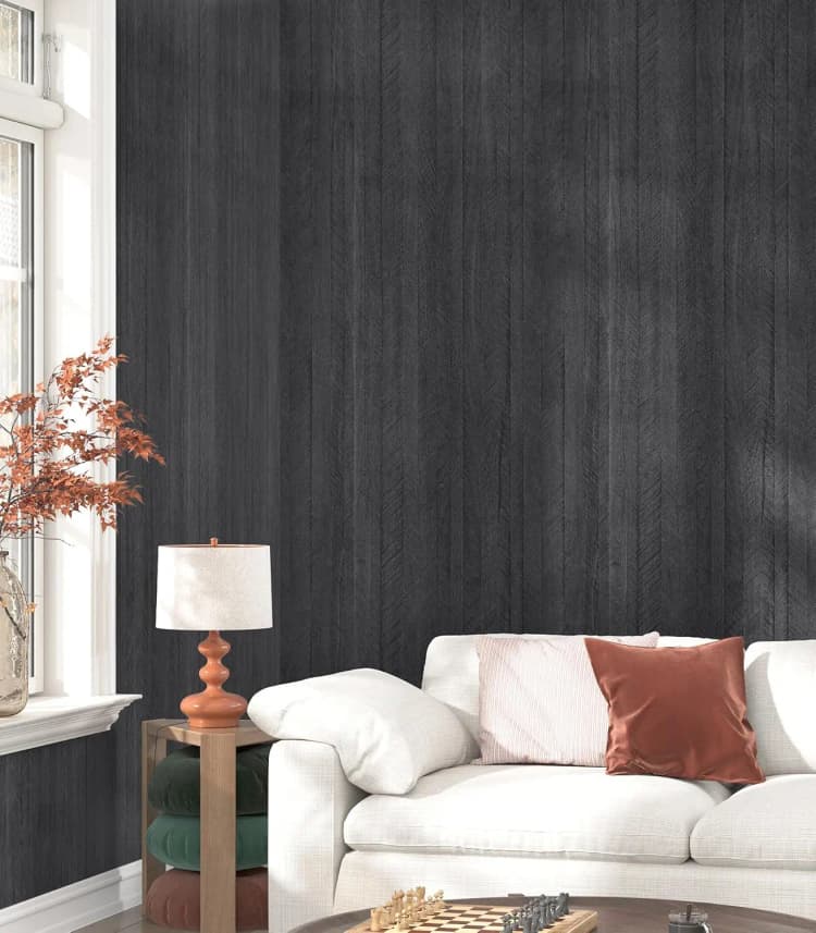 COWINLIFE DECO Black PVC Peel and Stick Wood Grain Kitchen Wall Sticker Self-Adhesive for Bedroom Home Wallpaper 3d Wallpaper Rolls detail 2