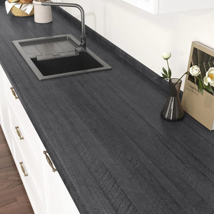 COWINLIFE DECO Black PVC Peel and Stick Wood Grain Kitchen Wall Sticker Self-Adhesive for Bedroom Home Wallpaper 3d Wallpaper Rolls detail 3