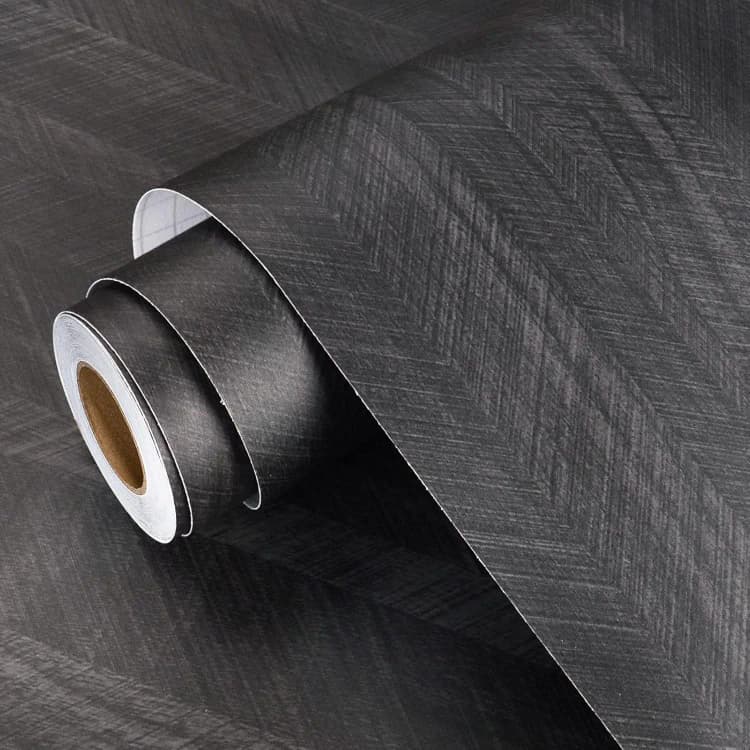 COWINLIFE DECO Black PVC Peel and Stick Wood Grain Kitchen Wall Sticker Self-Adhesive for Bedroom Home Wallpaper 3d Wallpaper Rolls detail 7