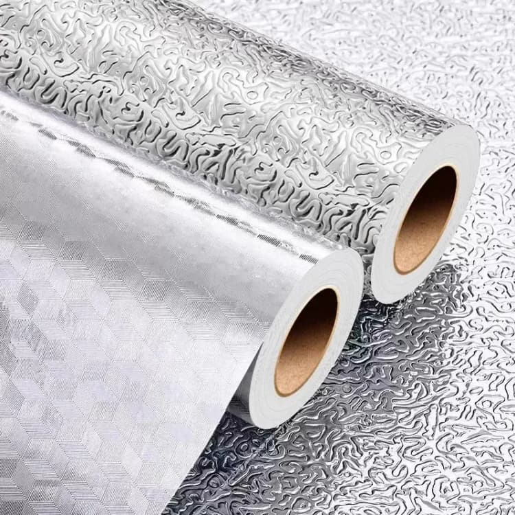 COWINLIFE DECO Furniture Foil Silver Sticker Peel &Stick Self-Adhesive Wall Stickers Easy-Clean Kitchen Oil-Proof Wallpaper for Wall detail 5