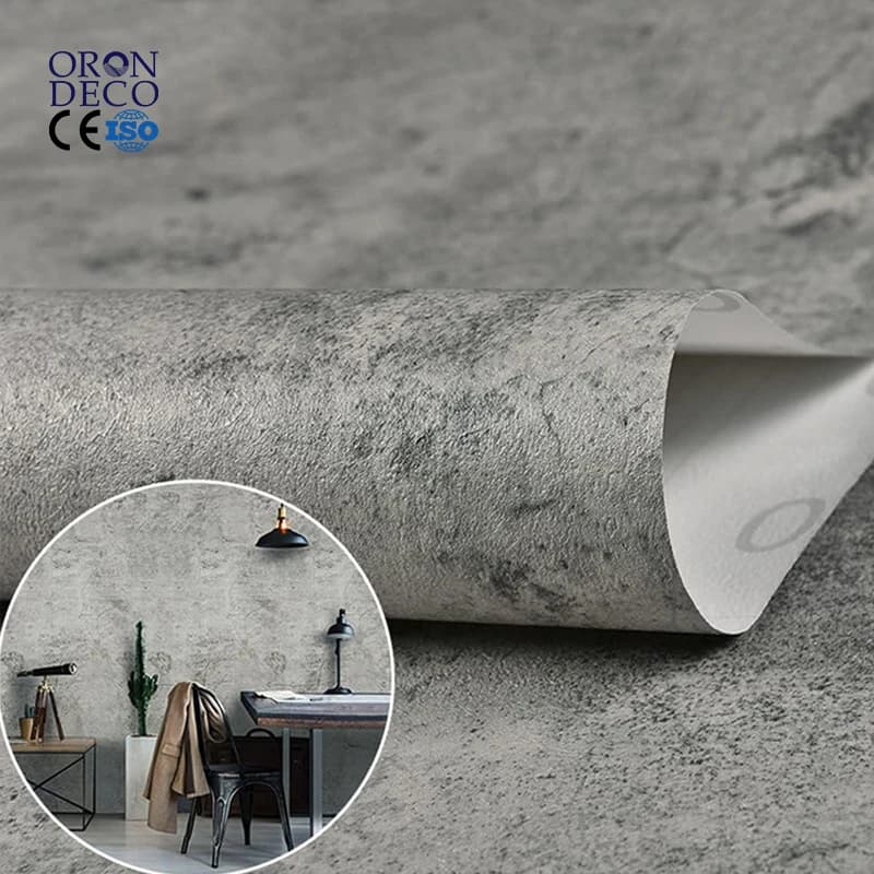 COWINLIFE DECO Concrete Paper for Walls Cement Wallpaper Peel and Stick Roll Matte Self-Adhesive Grey Removable Backsplash Bathroom