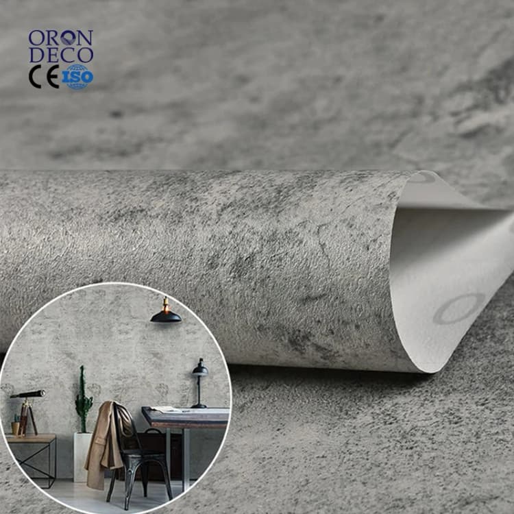 COWINLIFE DECO Concrete Paper for Walls Cement Wallpaper Peel and Stick Roll Matte Self-Adhesive Grey Removable Backsplash Bathroom detail 1
