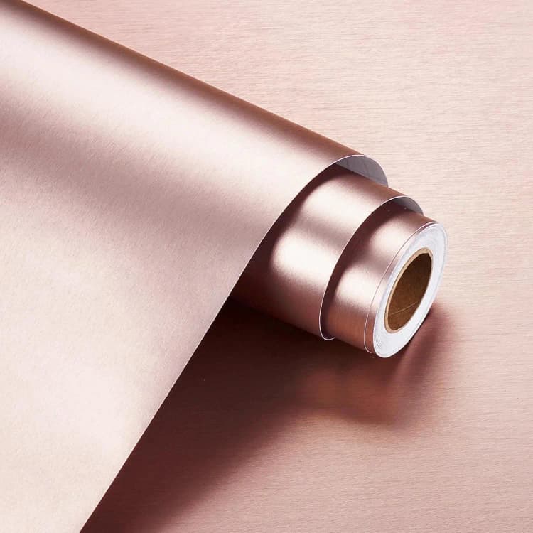 COWINLIFE DECO Furniture Foil Rose Gold Self Adhesive Contact Paper Peel & Stick Mirror Metallic Film Wallpaper Rolls DIY for Kitchen detail 4