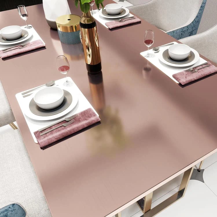 COWINLIFE DECO Furniture Foil Rose Gold Self Adhesive Contact Paper Peel & Stick Mirror Metallic Film Wallpaper Rolls DIY for Kitchen detail 6