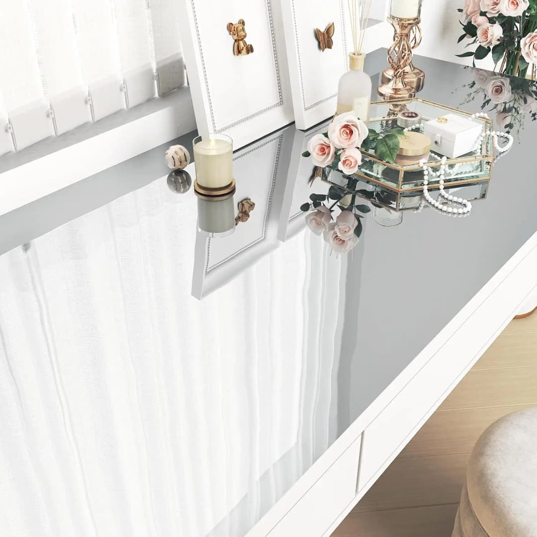 COWINLIFE Glossy Furniture Foil Contact Paper Silver Mirror Wallpaper Rolls Wall Stickers Metallic Cabinet Film Protective Home Decor