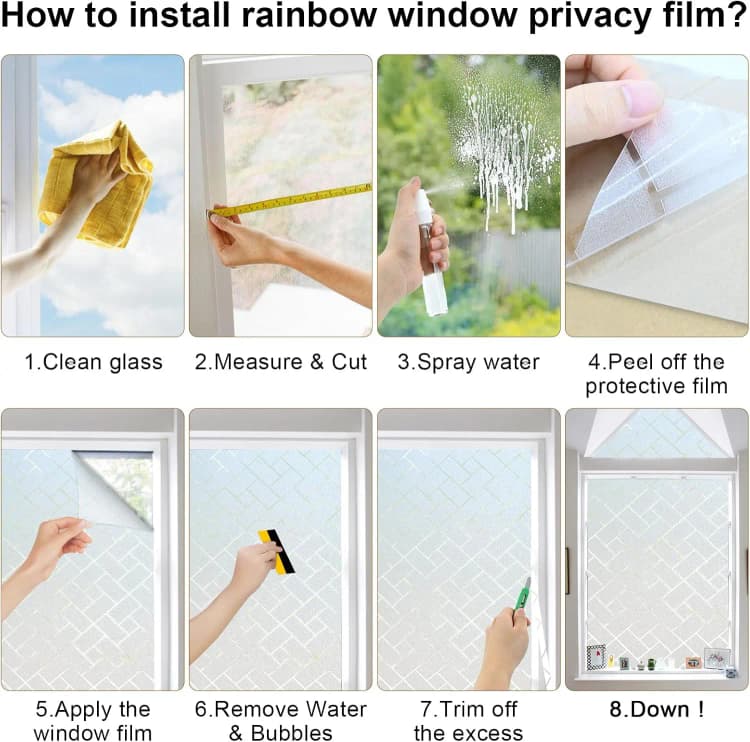 COWINLIFE DECO Glass Window Tint Privacy Decorative Film Peel and Stick Wallpaper Rolls Windows Glass Format Pvc for Home and Office detail 2