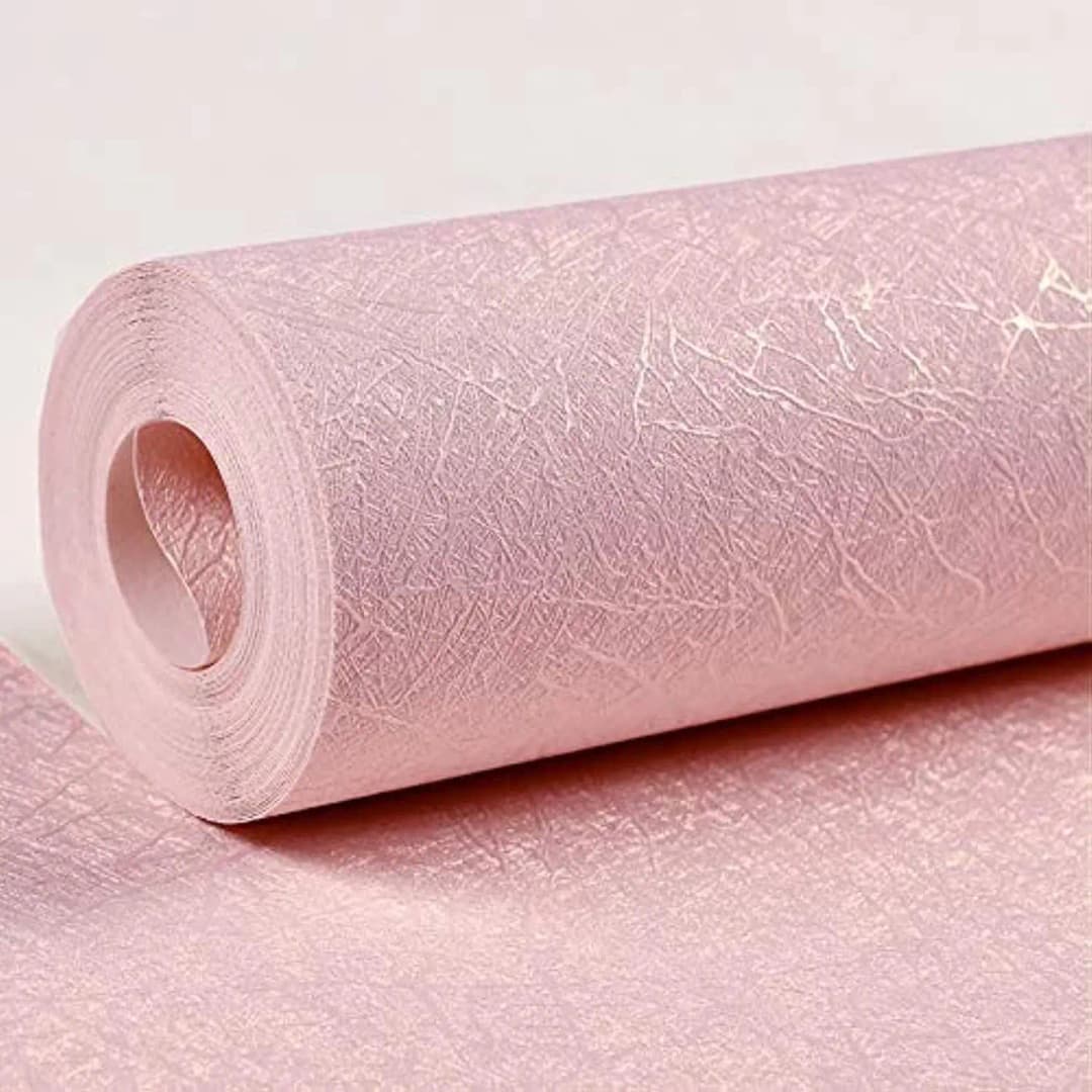 COWINLIFE DECO Matt Pink PVC Botanical Pattern Silk Wallpaper Rolls Waterproof 3D Wall Counter Top Cover Peel and Stick Self Adhesive