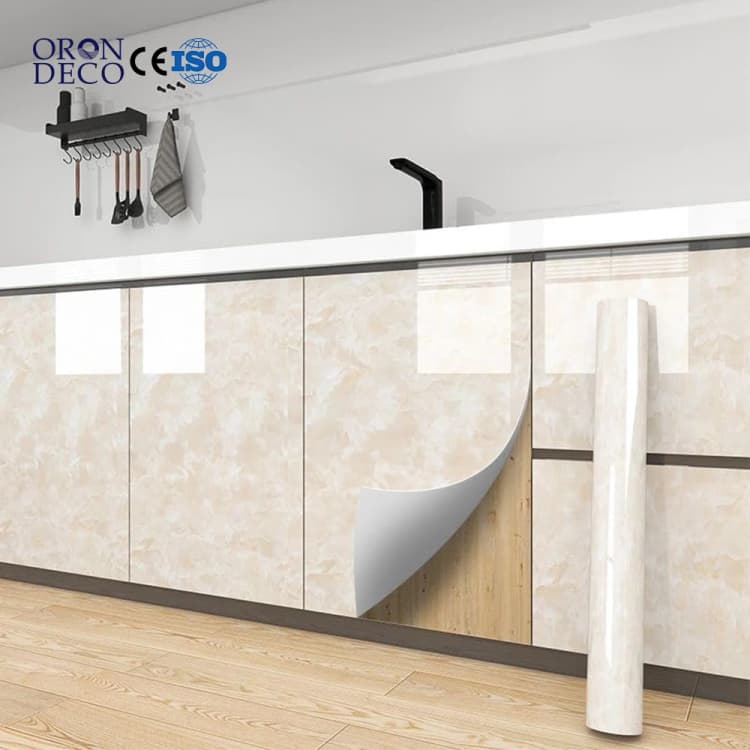 COWINLIFE DECO Glossy Marble Wallpaper Wall Covering Peel & Stick Wallpapers Home Decor Waterproof Stickers Wall Decor Marble Sticker detail 1