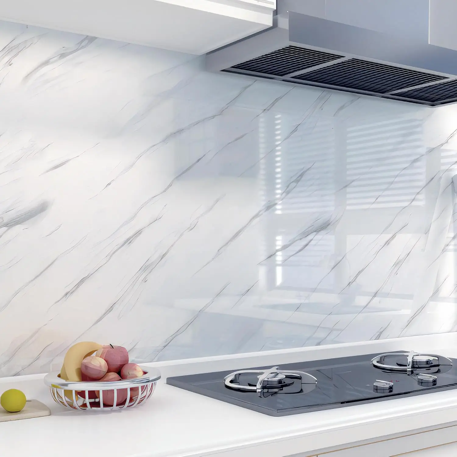 COWINLIFE DECO PVC Wallpaper Factory Self Adhesive Kitchen Wrap Oil-proof White Marble Vinyl Wallpaper for Home Decor Marble Sticker