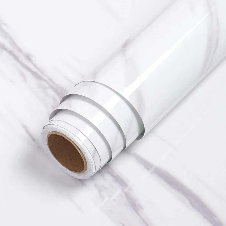 COWINLIFE DECO PVC Wallpaper Factory Self Adhesive Kitchen Wrap Oil-proof White Marble Vinyl Wallpaper for Home Decor Marble Sticker detail 2