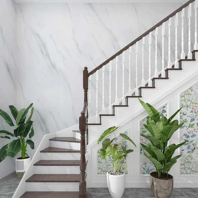 COWINLIFE DECO PVC Wallpaper Factory Self Adhesive Kitchen Wrap Oil-proof White Marble Vinyl Wallpaper for Home Decor Marble Sticker detail 5