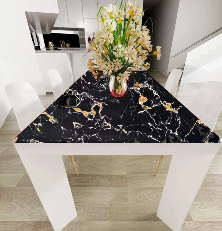 COWINLIFE DECO 3D Black Glossy Waterproof Vinyl Marble Sticker Wallpaper Peel and Stick PVC Self Adhesive Wallpaper for Bedroom detail 3