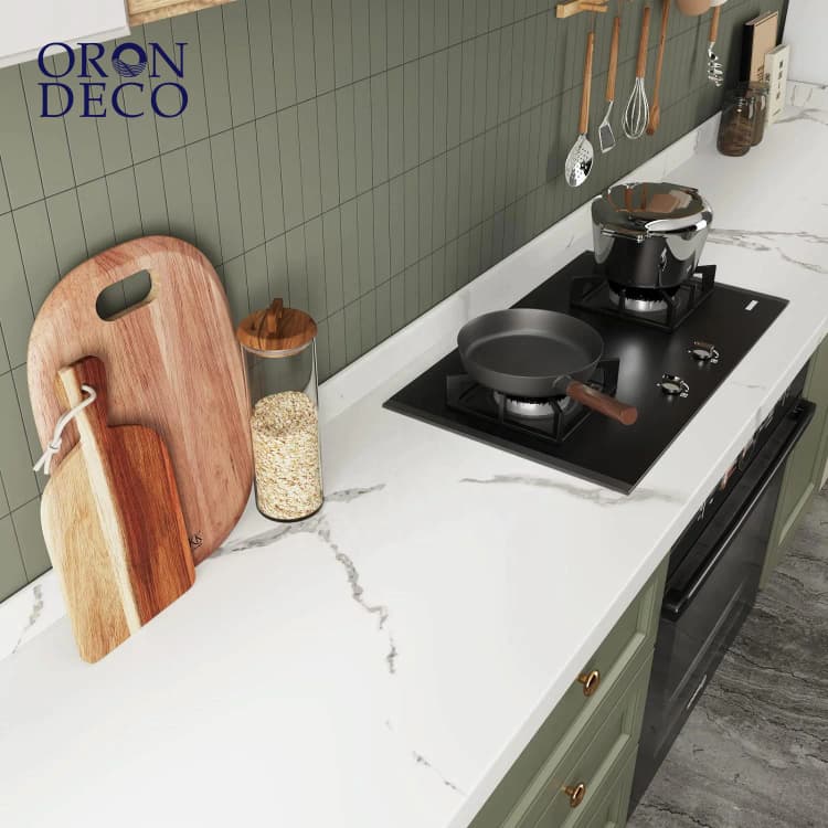 COWINLIFE DECO 3d Matte White Marble Kitchen Wrap Wall Sticker Waterproof Wallpaper Roll Self-Adhesive Vinyl Marble Wallpaper Sticker detail 1