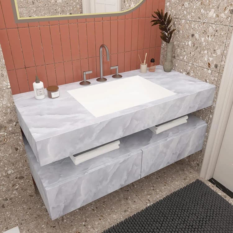 COWINLIFE DECO Gray Marble Self-Adhesive Wallpaper Peel & Stick Waterproof Removable Wall Paper for Kitchen Countertops detail 5