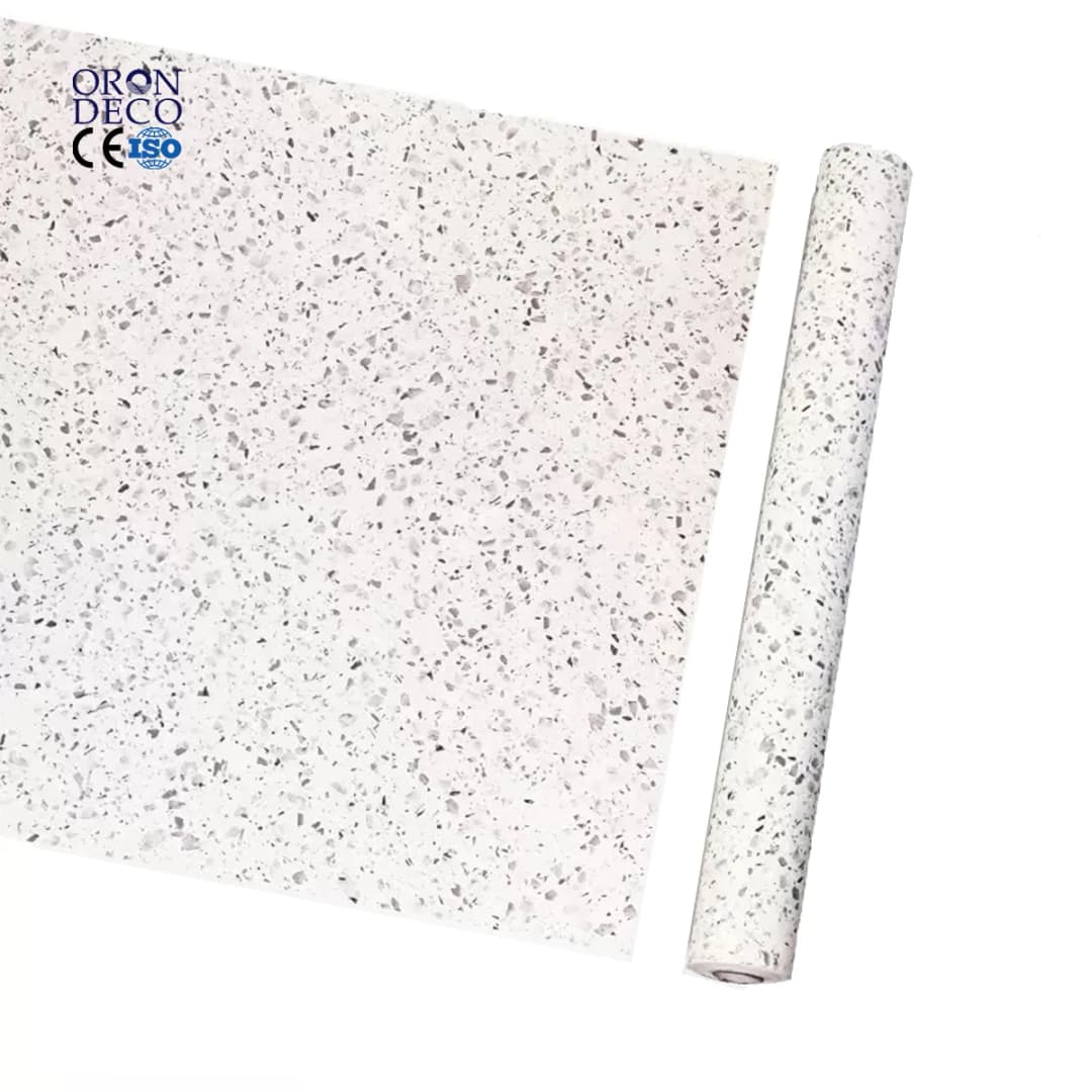 COWINLIFE DECO Gray Marble Sticker Glossy White Vinyl PVC Self-Adhesive Wallpaper Rolls Waterproof Kitchen Wall Stickers Home Decor